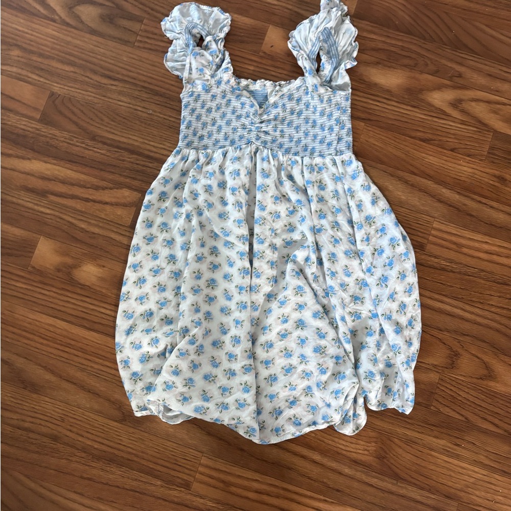 Blue and White Floral Kids Dress